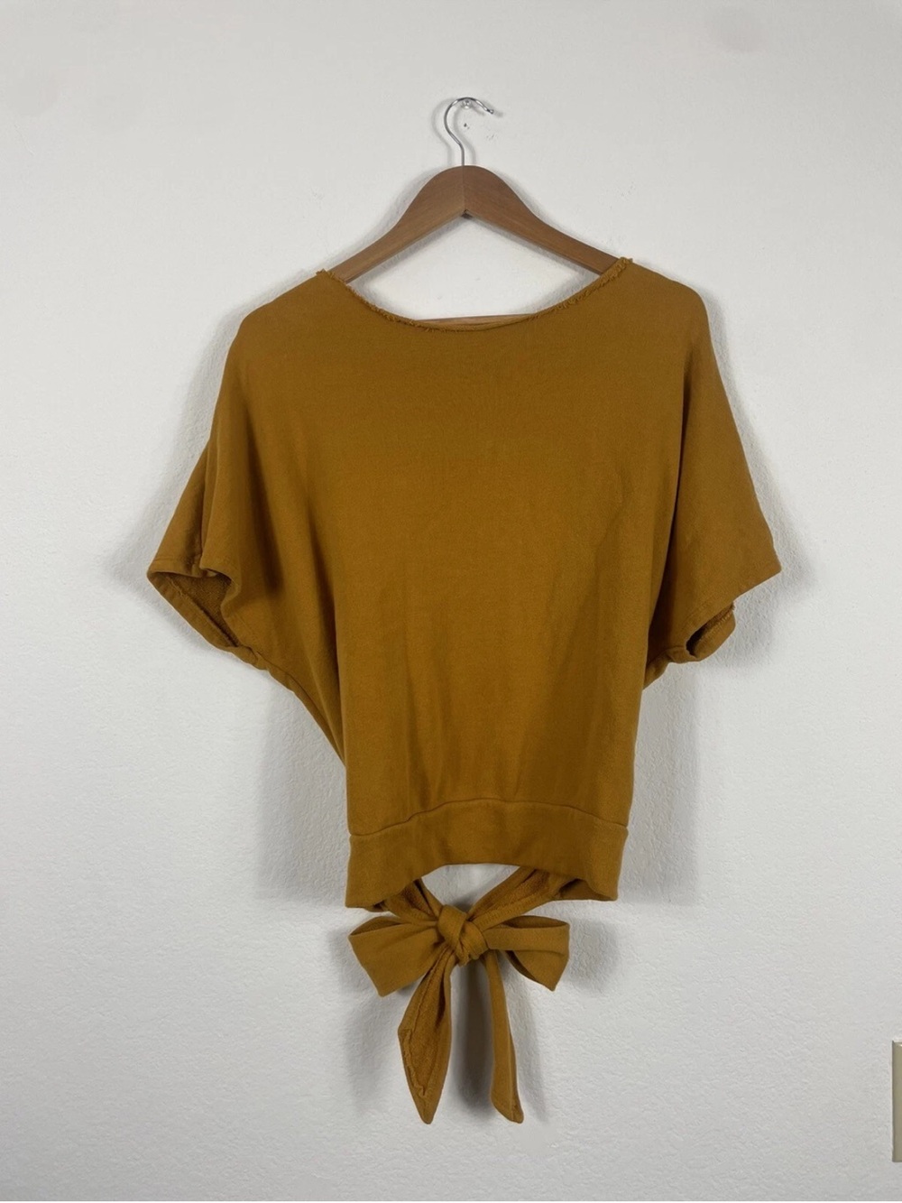 Anthropologie Mustard Tie-Back Batwing Sweatshirt
